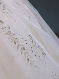 Princess Long Wedding Dress Ball Gown Strapless Blush Pink Style for Bride With Beaded Sequin Bodice Train Bridal Dresses HZ0311