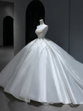Princess Long Wedding Dress Ball Gown Sweetheart Style for Bride With Pearls Beaded Bodice Train Bridal Dresses HZ0311