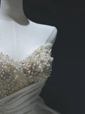 Princess Long Wedding Dress Ball Gown Sweetheart Style for Bride With Pearls Beaded Bodice Train Bridal Dresses HZ0311