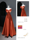 Modest Prom Dresses Aesthetic A Line Spaghetti Straps Satin Orange Inspiration Style Impress Corset Fitted Long Party Formal Gown HZ0311