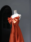 Modest Prom Dresses Aesthetic A Line Spaghetti Straps Satin Orange Inspiration Style Impress Corset Fitted Long Party Formal Gown HZ0311