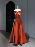 Modest Prom Dresses Aesthetic A Line Spaghetti Straps Satin Orange Inspiration Style Impress Corset Fitted Long Party Formal Gown HZ0311