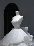 Princess Long Wedding Dress Ball Gown Sweetheart Style for Bride With Sequin Beaded Bodice Train Bridal Dresses HZ0311