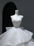 Princess Long Wedding Dress Ball Gown Sweetheart Style for Bride With Sequin Beaded Bodice Train Bridal Dresses HZ0311