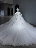 Princess Long Wedding Dress Ball Gown Sweetheart Style for Bride With Sequin Beaded Bodice Train Bridal Dresses HZ0311