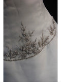 Women's Elegant Sheer V Neck Vintage Tulle Satin Wedding Dress for Bride Sweep Train Wedding Dresses HZ0311