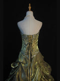 Retro 1970s Ball Gown Sweetheart Olive Green Organza With Beads Tiered Long Prom Dresses Inspo 21st Birthday Outfit Formal Gown HZ0311