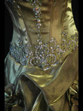 Retro 1970s Ball Gown Sweetheart Olive Green Organza With Beads Tiered Long Prom Dresses Inspo 21st Birthday Outfit Formal Gown HZ0311