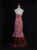 Retro 1950s Mermaid Halter Burgundy Taffeta With Beads Cape Tiered Long Prom Dresses Inspo 21st Birthday Outfit Formal Gown HZ0311