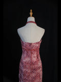 Retro 1950s Mermaid Halter Burgundy Taffeta With Beads Cape Tiered Long Prom Dresses Inspo 21st Birthday Outfit Formal Gown HZ0311