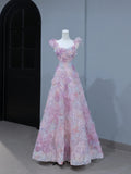 Cute Prom Dresses Aesthetic A Line Spaghetti Straps Pink Floral Inspiration Style Impress Corset Fitted Long Party Formal Gown HZ0311