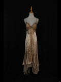 Vintage High Low 80s Spaghetti Straps Champagne Beads With Beaded Prom Dresses Inspo Birthday Outfit Formal Gowns HZ0311