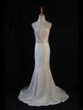 Vintage Mermaid Sweetheart White 1950s With Pearls Beaded Bodice Long Prom Dresses Inspo Birthday Outfit Formal Gown HZ0311