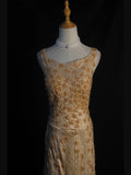 Vintage Mermaid Gold 1950s With Beads Bodice Long Prom Dresses Inspo Birthday Outfit Formal Gown HZ0311
