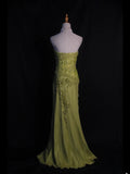 Vintage Mermaid Sweetheart Sage Green Chiffon 1950s With Beads Lace Bodice Long Prom Dresses Inspo Birthday Outfit Party Gown HZ0311