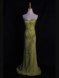 Vintage Mermaid Sweetheart Sage Green Chiffon 1950s With Beads Lace Bodice Long Prom Dresses Inspo Birthday Outfit Party Gown HZ0311