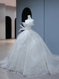 Princess Long Wedding Gowns Ball Gown Sweetheart Style for Bride With Pleated Ruched Train White Bridal Dress HZ0311