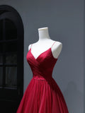 Modest Prom Dresses Aesthetic A Line Spaghetti Straps Burgundy Tulle Inspiration Impress With Pleated Long Party Formal Gown For Teenagers High Schools HZ0311
