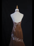 Vintage Mermaid 80s Halter Brown Chiffon Beads Long Prom Dresses Inspo Birthday Outfit Formal Gowns HZ0311