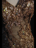 Vintage Mermaid 80s Halter Chocolate Taffeta With Slit Beads Long Prom Dresses Inspo Birthday Outfit Formal Gowns HZ0311
