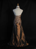 Vintage Mermaid 80s Halter Chocolate Taffeta With Slit Beads Long Prom Dresses Inspo Birthday Outfit Formal Gowns HZ0311