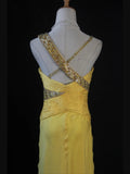 Retro 1950s Mermaid Irregular Straps Yellow Chiffon With Beads Ruffled Long Prom Dresses Inspo 21st Birthday Outfit Formal Gown HZ0311