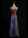 Retro 1950s A Line Spaghetti Straps Taffeta Grape Burgundy With Beads Long Prom Dresses Inspo 21st Birthday Outfit Formal Gown HZ0311