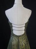 Vintage A line Sweetheart Green Chiffon 1950s With Beads Bodice Long Prom Dresses Inspo Birthday Outfit Party Gown HZ0311