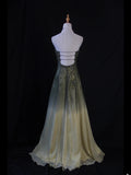 Vintage A line Sweetheart Green Chiffon 1950s With Beads Bodice Long Prom Dresses Inspo Birthday Outfit Party Gown HZ0311