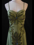 Retro 1950s A Line Spaghetti Straps Olive Green Chiffon With Beads Long Prom Dresses Inspo 21st Birthday Outfit Formal Gown HZ0311