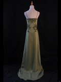 Retro 1950s A Line Spaghetti Straps Olive Green Chiffon With Beads Long Prom Dresses Inspo 21st Birthday Outfit Formal Gown HZ0311