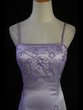 Retro 1950s Mermaid Spaghetti Straps Lilac Satin With Beads Long Prom Dresses Inspo 21st Birthday Outfit Formal Gown HZ0311