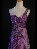 Vintage A Line One Shoulder Purple 1950s With Pleated Ruffled Beaded Bodice Long Prom Dresses Inspo Birthday Outfit Formal Gown HZ0311