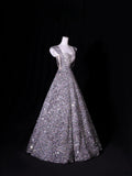 Classy Ball Gown Sweetheart Silver Gray Sequins Long Inspo For Women Girls Formal Party Gowns Long Formal Prom Dresses HZ0311