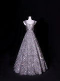 Classy Ball Gown Sweetheart Silver Gray Sequins Long Inspo For Women Girls Formal Party Gowns Long Formal Prom Dresses HZ0311