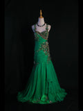 Vintage Mermaid Sweetheart Green Chiffon 1950s With Pleated Ruffled Beaded Bodice Long Prom Dresses Inspo Birthday Outfit Formal Gown HZ0311
