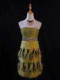 Vintage A Line Strapless Olive Green Tulle With Beads Feathers Short 16th Birthday Dress Homecoming Dresses Cocktail Gown HZ0311
