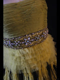Vintage A Line Strapless Olive Green Tulle With Beads Feathers Short 16th Birthday Dress Homecoming Dresses Cocktail Gown HZ0311