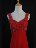 Vintage A Line Sweetheart Red Chiffon 1950s With Beaded Bodice Long Prom Max Dresses Inspo Birthday Outfit Formal Dress For Women HZ0311