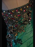 Retro 1950s Mermaid One Shoulder Dark Green Satin With Beads Long Prom Dresses Inspo 22th Birthday Outfit Formal Dress HZ0311