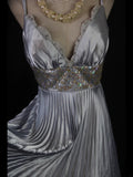 Vintage A Line Spaghetti Straps Silver Gray 1950s With Beaded Bodice Tea Length Prom Max Dresses Inspo Birthday Outfit Formal Dress For Women HZ0311