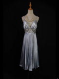 Vintage A Line Spaghetti Straps Silver Gray 1950s With Beaded Bodice Tea Length Prom Max Dresses Inspo Birthday Outfit Formal Dress For Women HZ0311