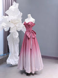 Chic A line Off The Shoulder Pink White Ombre Sequin Long Prom Formal Fancy Evening Dresses Dinner Outfits Classy Party Gowns HZ0311