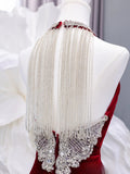 Modest Prom Dresses Aesthetic Mermaid Scoop Neck Burgundy Velvet Inspiration Impress Long Party Formal Gown For Teenagers High Schools HZ0311