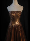 Vintage A Line Strapless 80s With Beaded Appliqued Bodice Long Prom Max Dresses Inspo Birthday Outfit Formal Dress For Women HZ0311