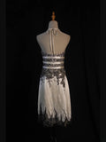 Vintage A line Halter Black Lace With Beads White Short 18th Birthday Dress Homecoming Dresses Cocktail Gown HZ0311