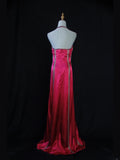 Vintage A Line Halter Hot Pink Satin 1950s With Beaded Bodice Long Prom Dresses Inspo Birthday Outfit Formal Dress For Women HZ0311