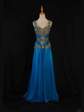 Vintage A Line V Neck 80s With Gold Beaded Appliqued Bodice Long Prom Max Dresses Inspo 18th Birthday Outfit Formal Dress For Women HZ0311