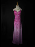 Vintage A Line Halter White Pink Ombre Chiffon 1950s With Beaded Bodice Long Prom Dresses Inspo Birthday Outfit Formal Dress For Women HZ0311