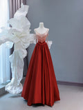 Modest Prom Dresses Aesthetic A Line Spaghetti Straps Burgundy Inspiration Impress Satin Long Party Formal Gown For Teenagers High Schools HZ0311